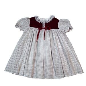 Vintage Montgomery Ward 70s Red Velvet Lace Nightgown Dress 3 USA